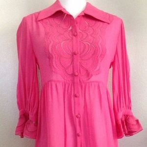 Temperley London Pink Silk Dress Shirt Uk 8/us 4